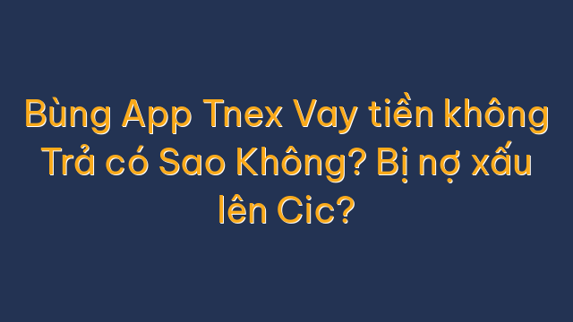 Bùng App Tnex Vay tiền không Trả có Sao Không? Bị nợ xấu lên Cic?