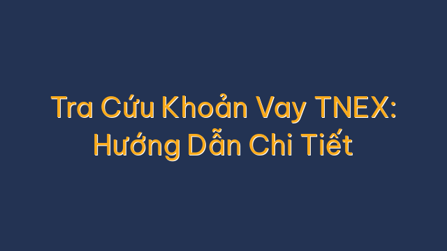 Tra Cứu Khoản Vay TNEX: Hướng Dẫn Chi Tiết
